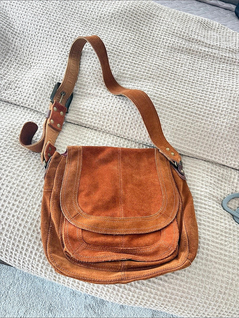Lucky Brand Brown & Pink Suede Shoulder Bag
